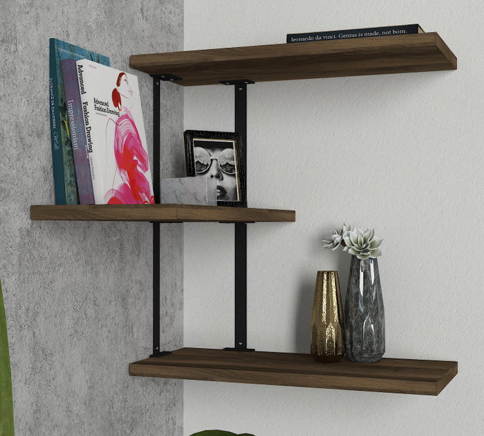 Hanah Home Frisbi Estantería de Pared Industrial Nogal y Negro Hanah Home Frisbi Estantería de Pared Industrial Nogal y Negro
